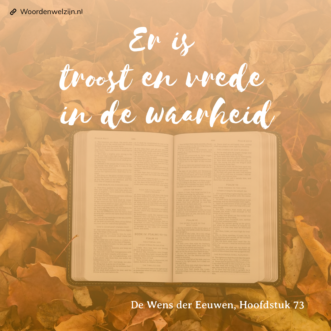 Quote citaat Ellen White Wens der eeuwen, hoofdstuk 73 Er is troost en vrede in de waarheid