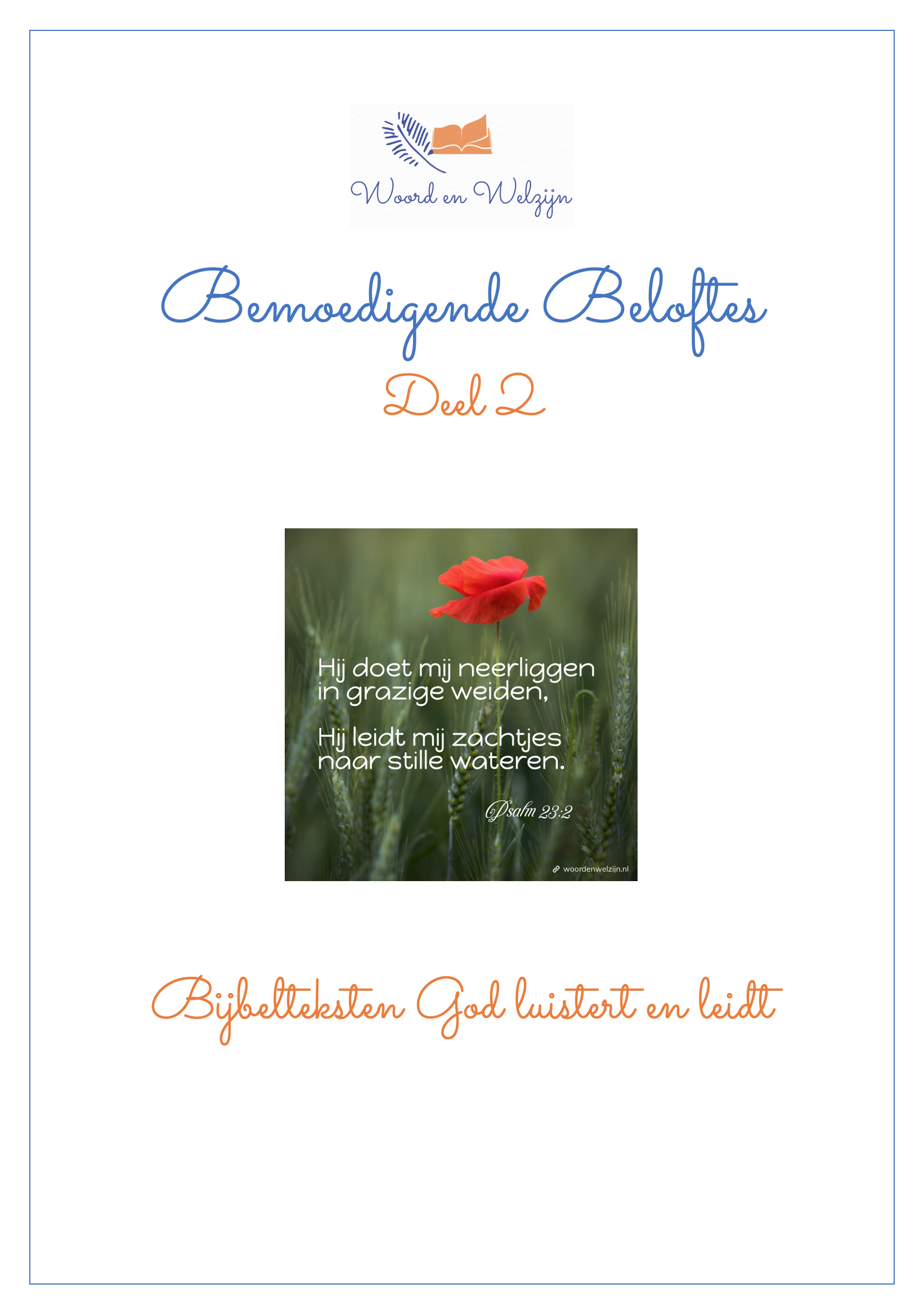 Bijbelteksten Bemoedigende beloftes deel 2 - God luistert en leidt. gratis download.