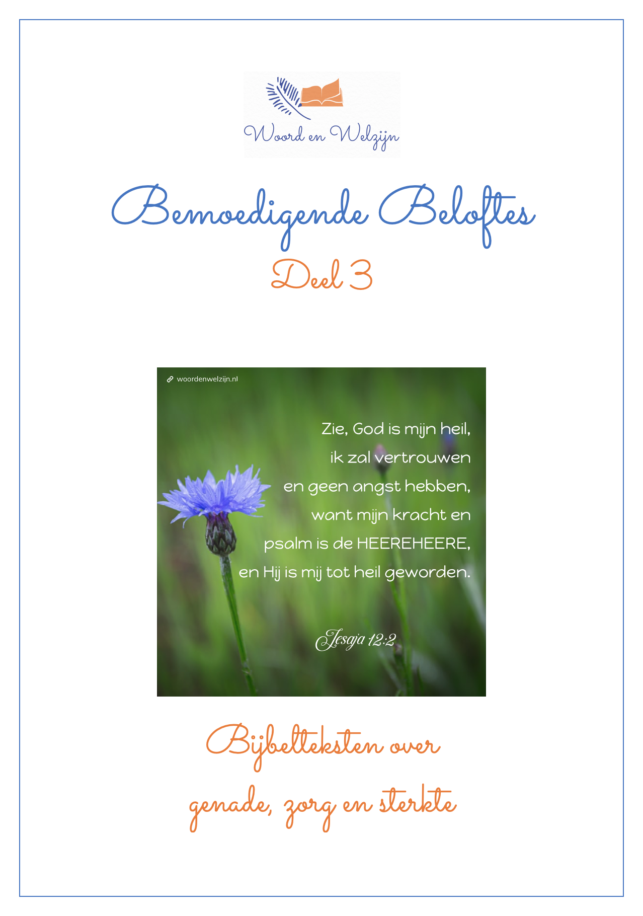 Gratis download Bemoedigende Beloftes, deel 3, Bijbelteksten over genade, Gods zorg voor ons en sterkte